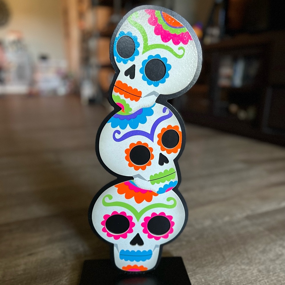 Day of the Dead three colorful skulls decoration
